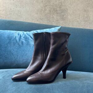 PRADA Chocolate Brown Leather Sock Ankle Booties , EU 35 / US 5 NWT